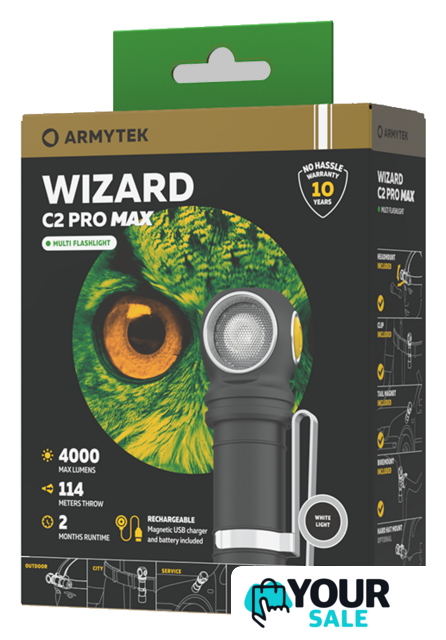 Фонарь Armytek Wizard C2 Pro Max Magnet USB (белый) - Изображение №7 — Интернет-магазин Your Sale