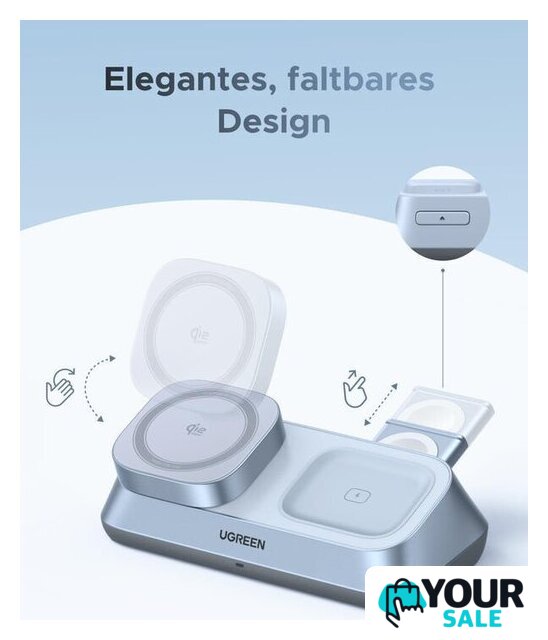 Беспроводное зарядное Ugreen MagFlow 3-in-1 W711 55677 (голубой) - Изображение №3 — Интернет-магазин Your Sale