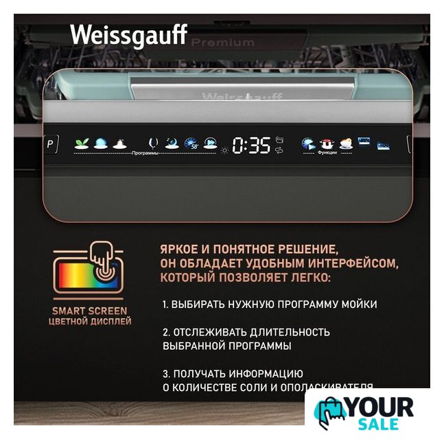 Встраиваемая посудомоечная машина Weissgauff BDW 6140 Ultra Real Autoopen Infolight - Изображение №16 — Интернет-магазин Your Sale