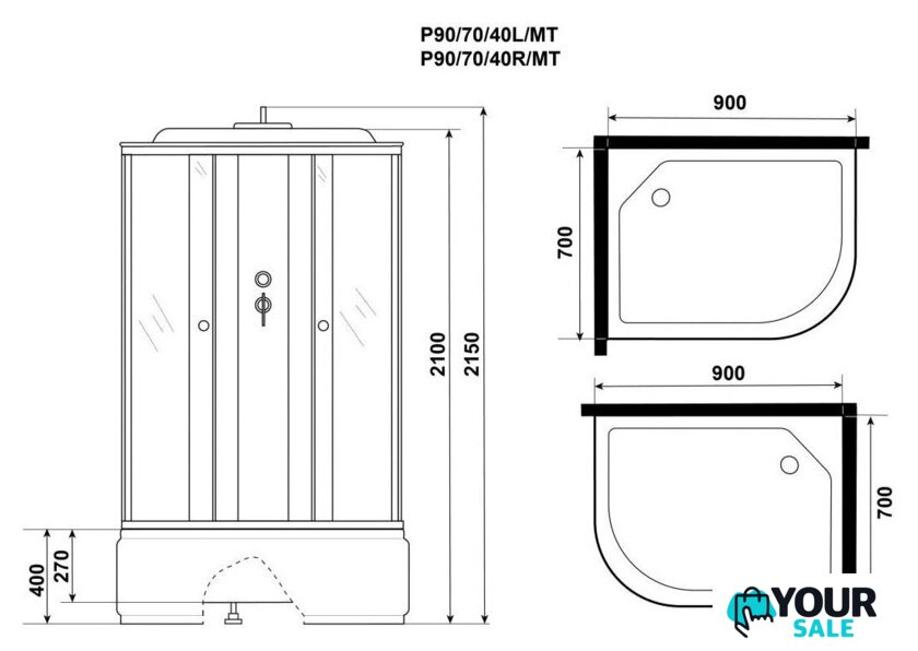 Душевая кабина Niagara Promo P90/70/40L/MT 90x70x215 - Изображение №3 — Интернет-магазин Your Sale