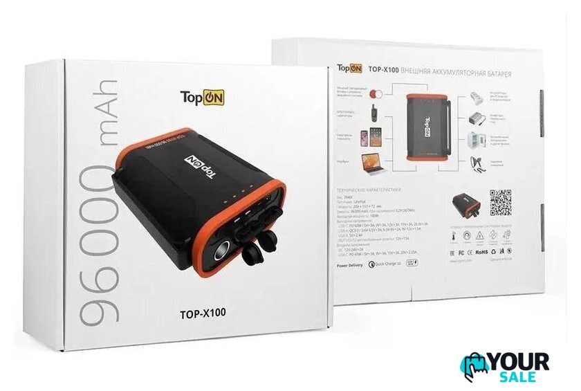 Портативная зарядная станция TopON TOP-X100 (черный/оранжевый) - Изображение №4 — Интернет-магазин Your Sale