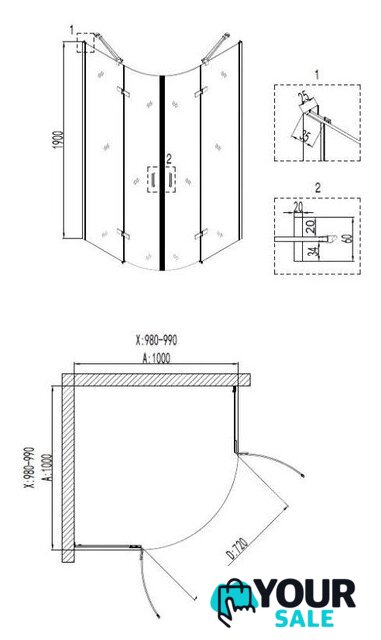 Душевой уголок Niagara NG-6816-08 100x100x190 - Изображение №3 — Интернет-магазин Your Sale