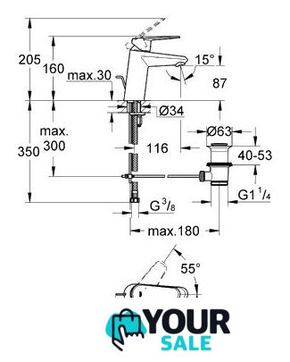 Смеситель Grohe Eurodisc Cosmopolitan 33190002 - Изображение №2 — Интернет-магазин Your Sale