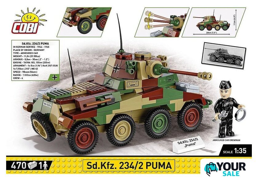 Конструктор Cobi Historical Collection WWII Sd Kfz 234/2 Puma - Изображение №4 — Интернет-магазин Your Sale