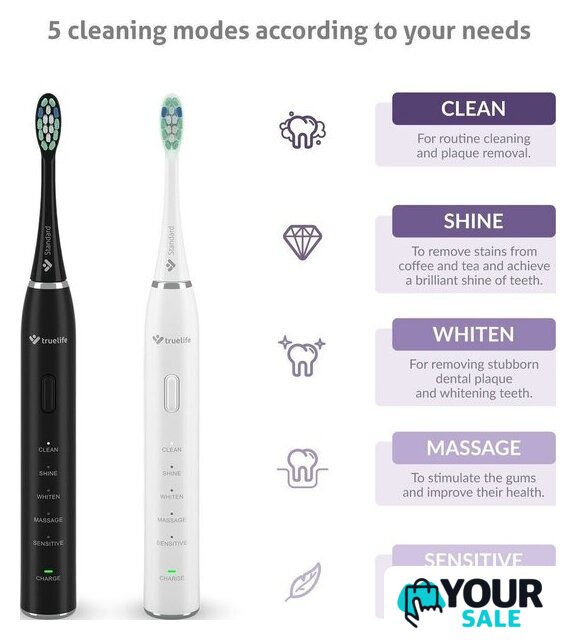 Комплект электрических зубных щеток TrueLife SonicBrush Clean30 Duo - Изображение №2 — Интернет-магазин Your Sale