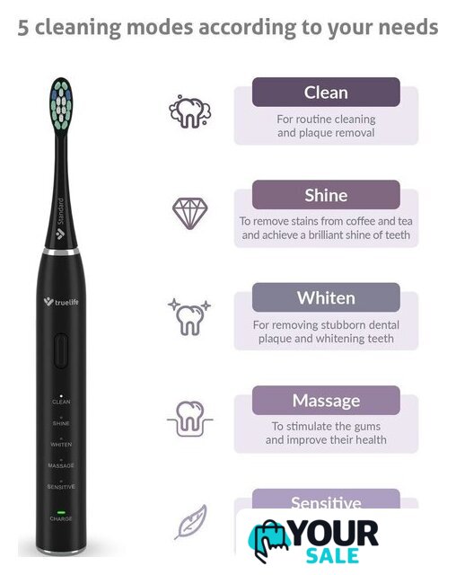 Электрическая зубная щетка TrueLife SonicBrush Clean30 (черный) - Изображение №2 — Интернет-магазин Your Sale