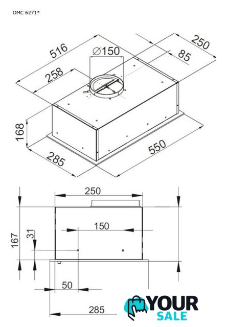 Кухонная вытяжка Amica OMC6274B STUDIO - Изображение №2 — Интернет-магазин Your Sale