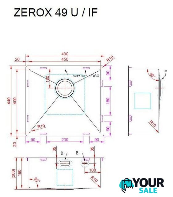 Кухонная мойка ZorG Zerox 49 U / IF Zurinox Steel - Изображение №4 — Интернет-магазин Your Sale