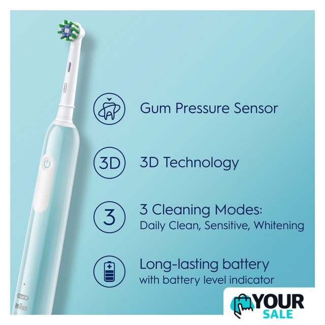 Комплект электрических зубных щеток Oral-B Pro Series 1 D305.523.3H (2 шт, черный/бирюзовый) - Изображение №5 — Интернет-магазин Your Sale