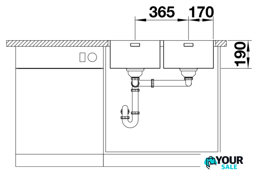 Кухонная мойка Blanco Andano 340/340-IF/A 525248 (с клапаном-автоматом, сатин) - Изображение №6 — Интернет-магазин Your Sale