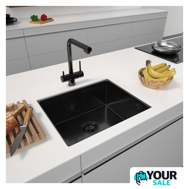 Кухонная мойка ARFEKA ECO AR 550*450 BLACK PVD NANO DECOR VOLCANIC ROCK - Изображение №1 — Интернет-магазин Your Sale