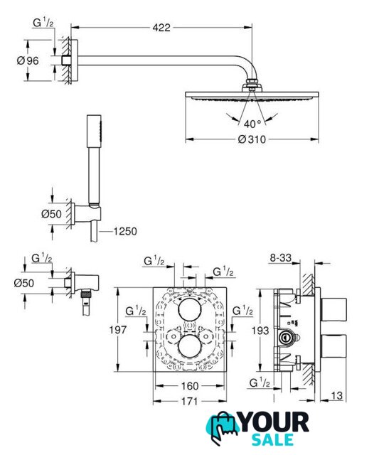 Душевая система Grohe Grohtherm 3000 Cosmopolitan [34627000] - Изображение №10 — Интернет-магазин Your Sale