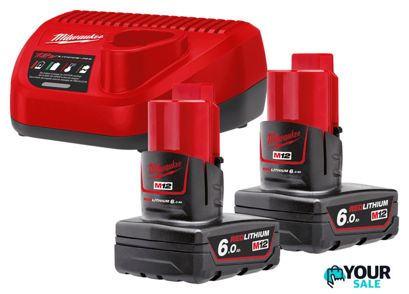 Аккумулятор с зарядным устройством Milwaukee M12 M12NRG-602 4933451903 (2 x 12В/6 Ач + 12В) - Изображение №1 — Интернет-магазин Your Sale