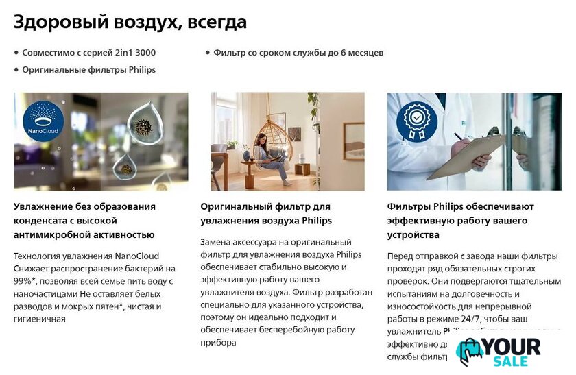 Фильтр увлажняющий Philips FY3455/00 - Изображение №4 — Интернет-магазин Your Sale