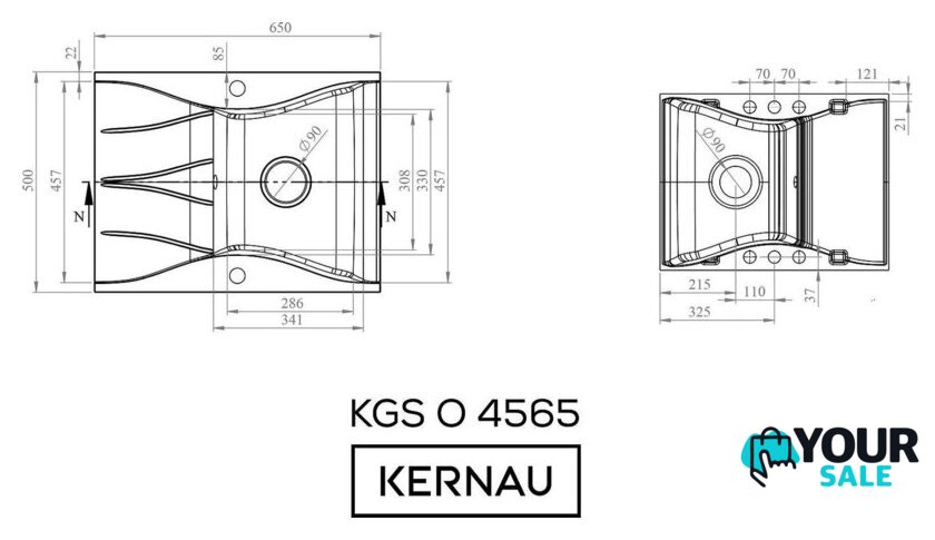 Кухонная мойка Kernau KGS O 4565 1B1D Pure White - Изображение №7 — Интернет-магазин Your Sale