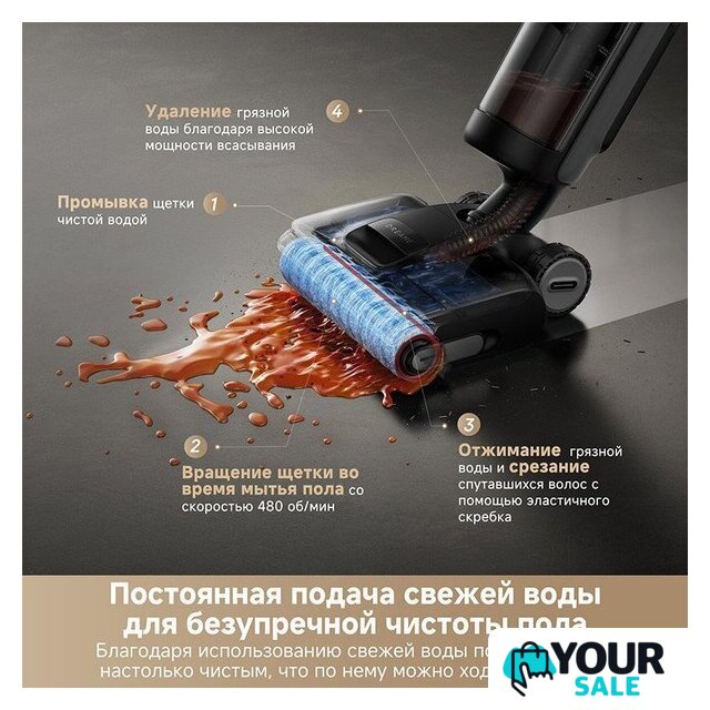 Пылесос Dreame H12 Dual FlexReach Wet and Dry Vacuum HHV31A (евровилка, черный) - Изображение №13 — Интернет-магазин Your Sale