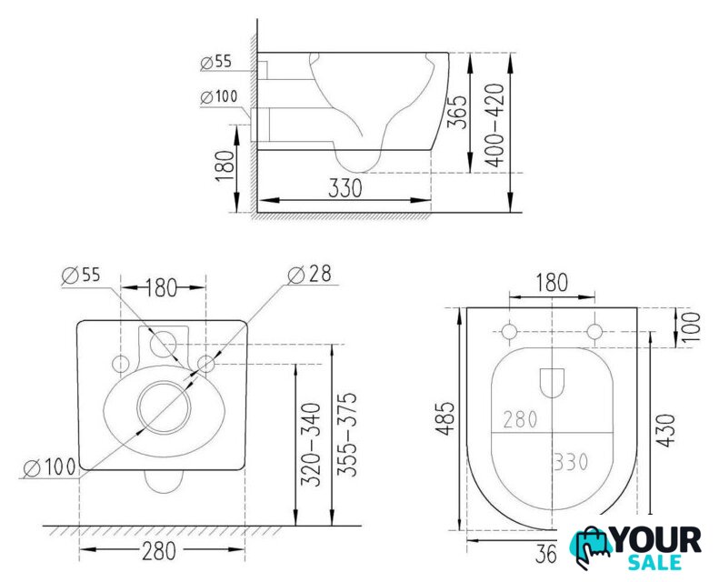 Унитаз подвесной Asten Readle Zentralmodul AR0601-185W - Изображение №18 — Интернет-магазин Your Sale