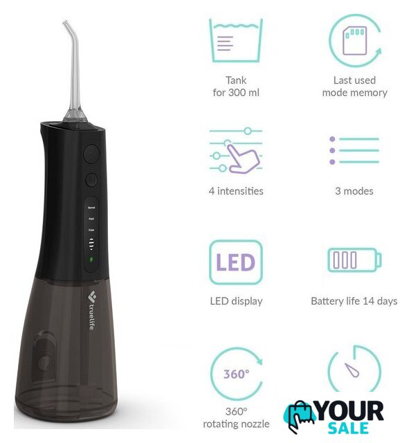 Ирригатор  TrueLife AquaFloss Compact L100 (черный) - Изображение №4 — Интернет-магазин Your Sale