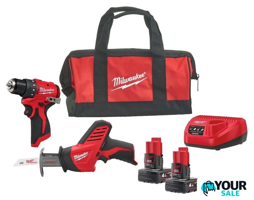  Milwaukee M12 BLPP2A-402B 4933499692 (шуруповерт, сабельная пила, 2 АКБ, сумка) - Изображение №1 — Интернет-магазин Your Sale