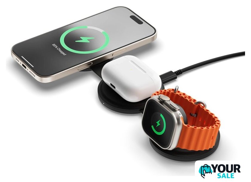 Беспроводное зарядное Satechi OntheGo 3-in-1 Charger ST-QTG31K (черный) - Изображение №5 — Интернет-магазин Your Sale