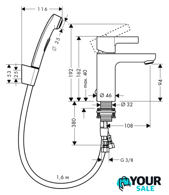 Смеситель Hansgrohe Metris S 31160000 - Изображение №2 — Интернет-магазин Your Sale