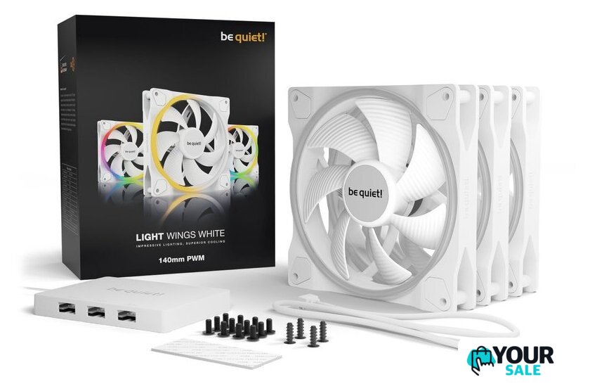 Комплект вентиляторов для корпуса с контроллером be quiet! Light Wings White 140mm PWM Triple-Pack BL102 - Изображение №6 — Интернет-магазин Your Sale