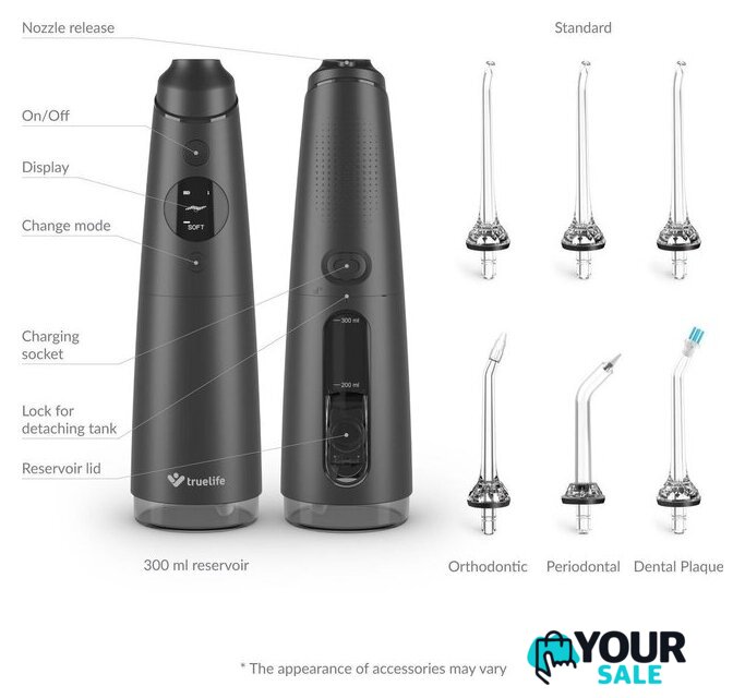 Ирригатор  TrueLife AquaFloss Compact C300 (черный) TLF778444 - Изображение №6 — Интернет-магазин Your Sale