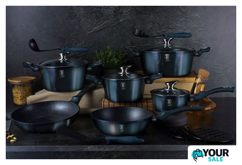 Набор кастрюль Berlinger Haus Aquamarine Metallic Line BH-6143 - Изображение №3 — Интернет-магазин Your Sale