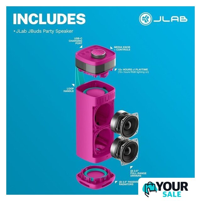 Беспроводная колонка JLab JBuds Party (розовый) - Изображение №2 — Интернет-магазин Your Sale
