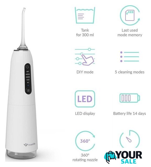 Ирригатор  TrueLife AquaFloss Compact C200 (белый) - Изображение №3 — Интернет-магазин Your Sale