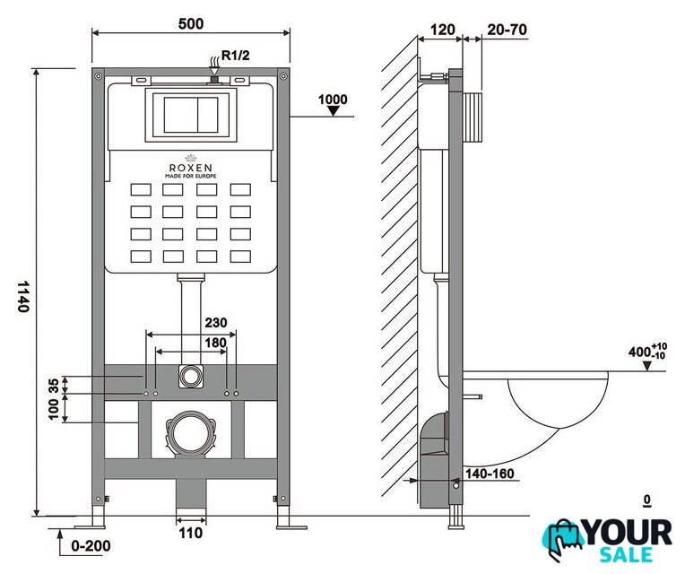 Инсталляция для унитаза Roxen StounFix Dual Fresh 856831 - Изображение №12 — Интернет-магазин Your Sale