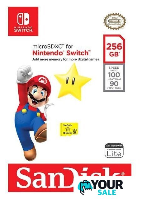Карта памяти SanDisk Nintendo Switch Licensed Card Super Mario Edition microSDXC 256GB SDSQXAO-256G-GNCZN - Изображение №5 — Интернет-магазин Your Sale