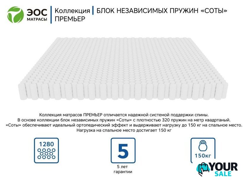 Матрас ЭОС Премьер Тип 13 180x200 (трикотаж) - Изображение №5 — Интернет-магазин Your Sale