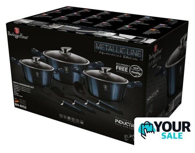Набор кастрюль Berlinger Haus Aquamarine Metallic Line BH-6152 - Изображение №3 — Интернет-магазин Your Sale