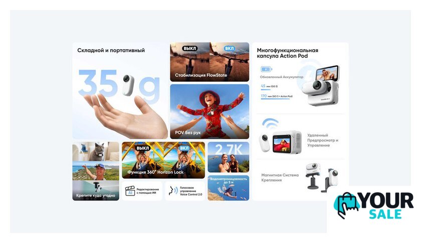 Экшен-камера Insta360 GO3 64GB (темно-черный) - Изображение №8 — Интернет-магазин Your Sale