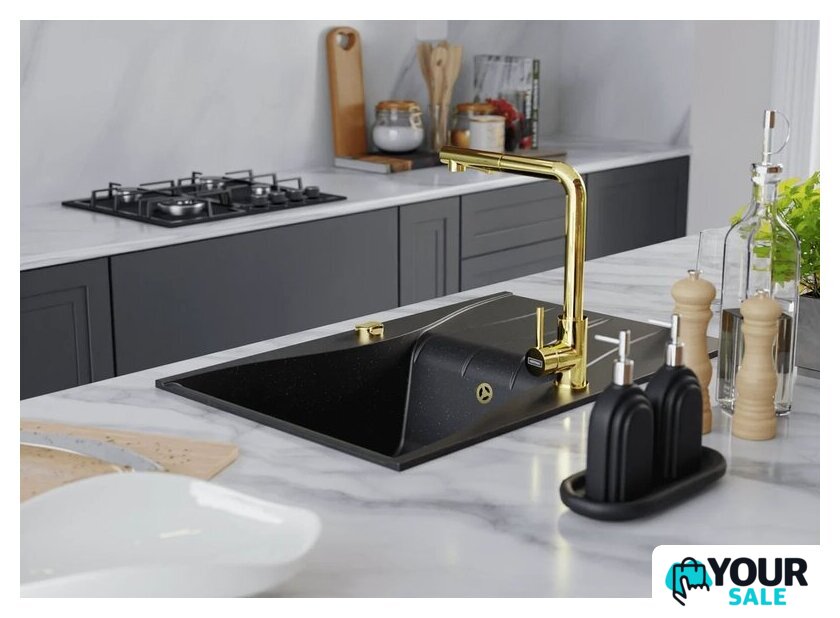 Кухонная мойка Kernau KGSO 6078 1B1D Deep Black + Gold Metallic - Изображение №2 — Интернет-магазин Your Sale