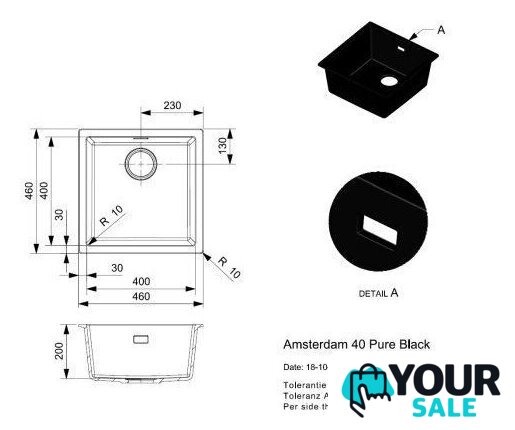 Кухонная мойка Reginox Amsterdam 40 Pure Black R34637 - Изображение №2 — Интернет-магазин Your Sale