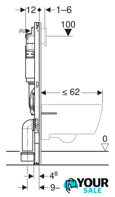 Инсталляция для унитаза Geberit Duofix H112 111.153.00.3 - Изображение №4 — Интернет-магазин Your Sale