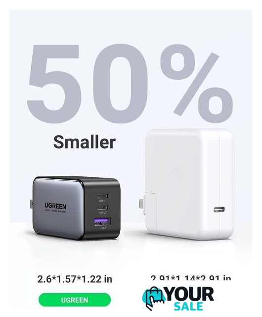 Сетевое зарядное Ugreen CD244 10335 (черный) - Изображение №3 — Интернет-магазин Your Sale