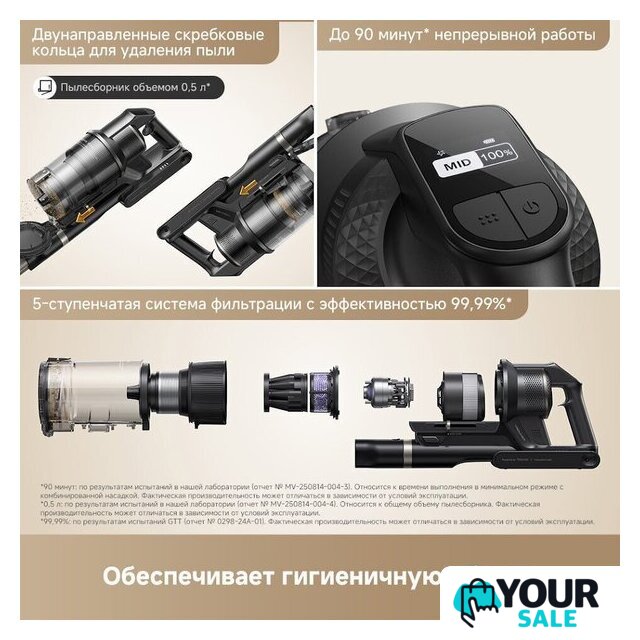 Пылесос Trouver Cordless Vacuum Cleaner G70 Detect V2515 (евровилка, черный) - Изображение №9 — Интернет-магазин Your Sale