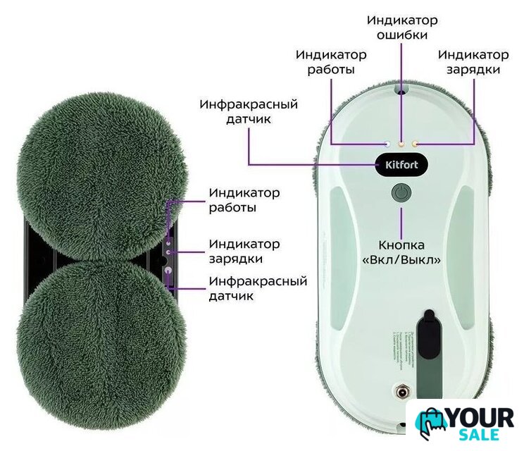 Робот для мытья окон Kitfort KT-5189 - Изображение №8 — Интернет-магазин Your Sale