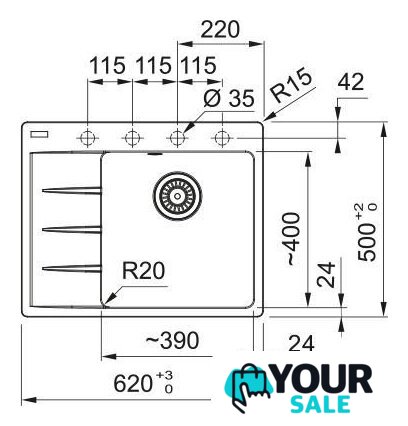 Кухонная мойка Franke Centro CNG 611-62 TL 114.0740.850 (оникс) - Изображение №3 — Интернет-магазин Your Sale