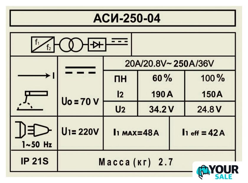 Сварочный инвертор ДИОЛД АСИ 250-04 - Изображение №2 — Интернет-магазин Your Sale