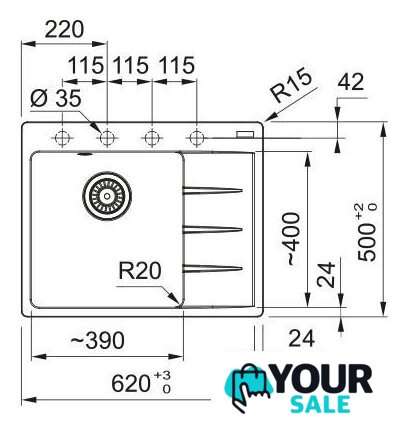 Кухонная мойка Franke Centro CNG 611-62 TL 114.0740.851 (оникс) - Изображение №3 — Интернет-магазин Your Sale