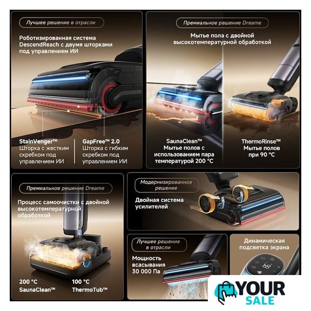 Вертикальный моющий пылесос Dreame H16 Pro Steam Wet and Dry Vacuum HHR48F (евровилка) - Изображение №18 — Интернет-магазин Your Sale