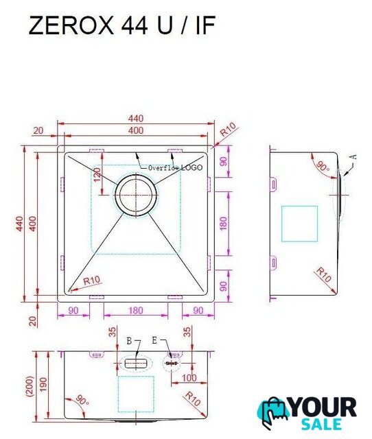 Кухонная мойка ZorG Zerox 44 U / IF PVD Gold - Изображение №4 — Интернет-магазин Your Sale