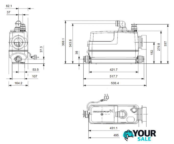 Канализационная установка Grundfos Sololift2 CWC-3 - Изображение №2 — Интернет-магазин Your Sale