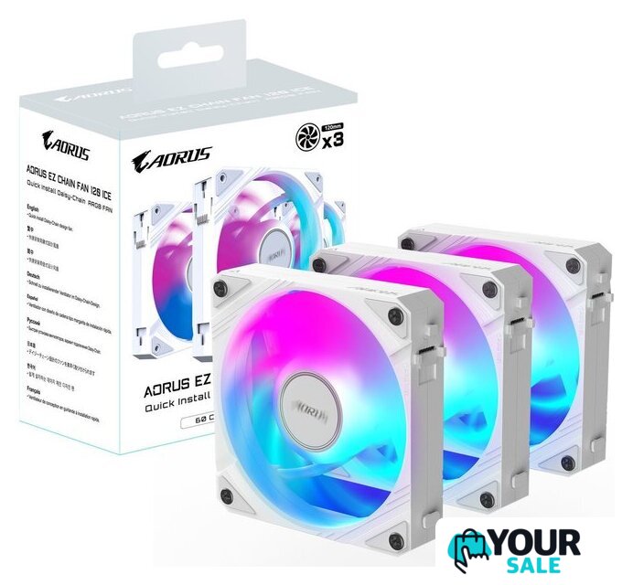 Комплект вентиляторов для корпуса Gigabyte Aorus EZ Chain Fan 120 Ice 3-Pack - Изображение №7 — Интернет-магазин Your Sale