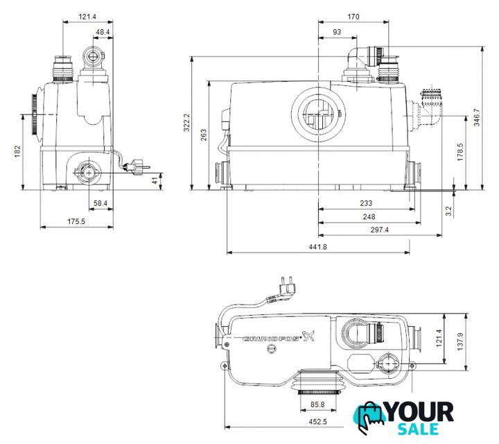 Канализационная установка Grundfos Sololift2 WC-3 - Изображение №2 — Интернет-магазин Your Sale