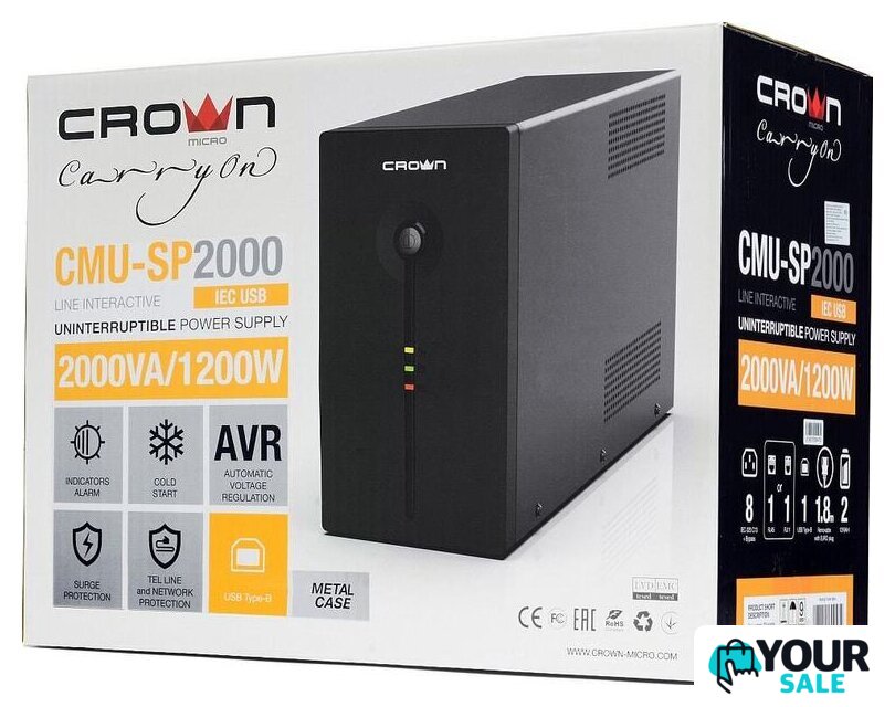Источник бесперебойного питания CrownMicro CMU-SP2000 IEC USB - Изображение №5 — Интернет-магазин Your Sale